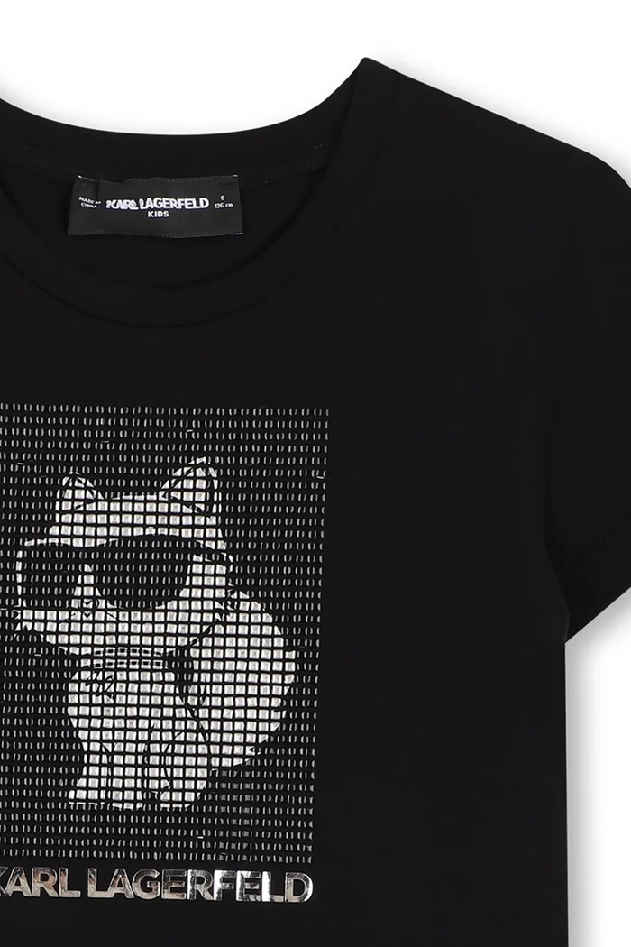 Deklice Karl Lagerfeld kratka majica otroška z bombažem Z31158.114.150 črna