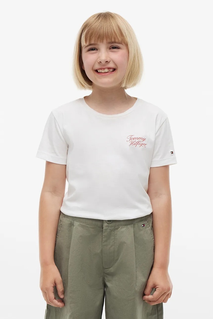 Tommy Hilfiger T-shirt dziecięcy bawełniany biały KG0KG09633.128.176.9BY2