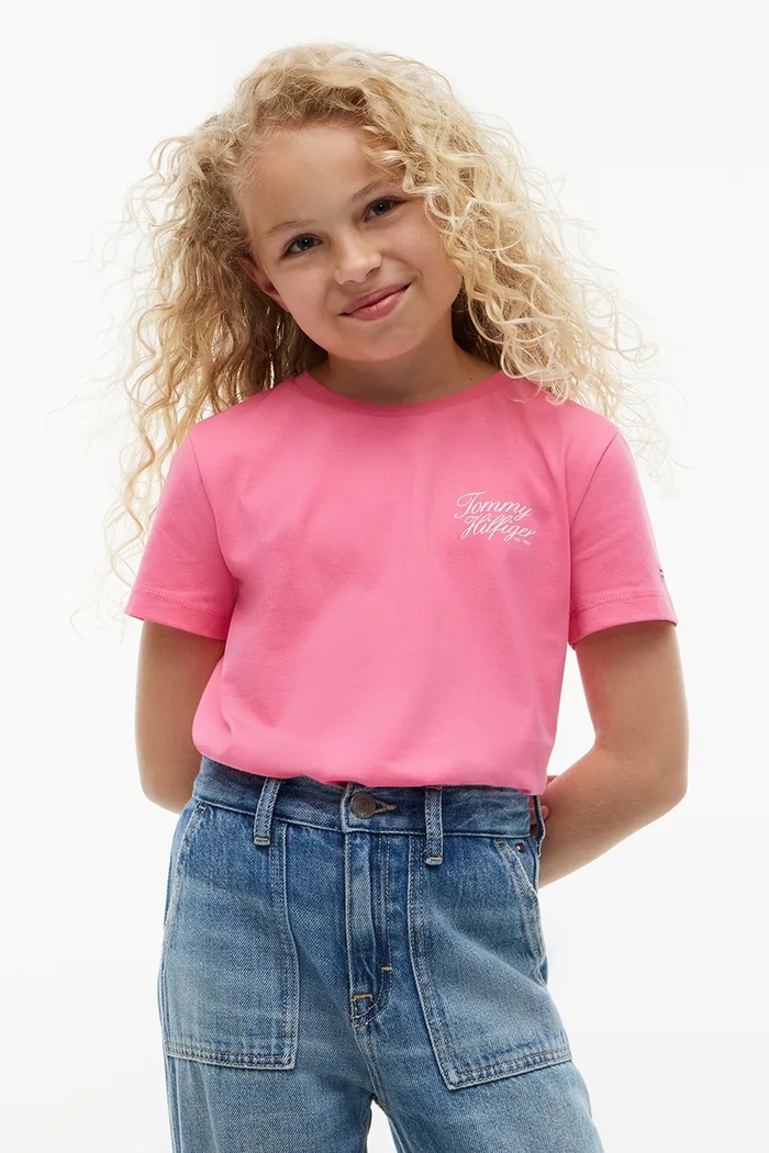 Tommy Hilfiger T-shirt dziecięcy bawełniany różowy KG0KG09633.128.176.9BY2