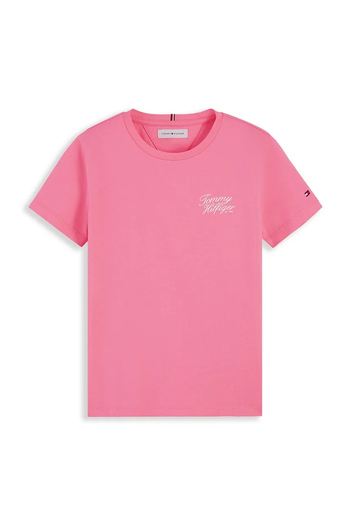 Tommy Hilfiger T-shirt dziecięcy bawełniany KG0KG09633.128.176.9BY2 różowy AW26