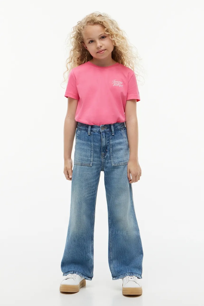 T-shirt dziecięcy bawełniany Tommy Hilfiger KG0KG09633.128.176.9BY2 różowy