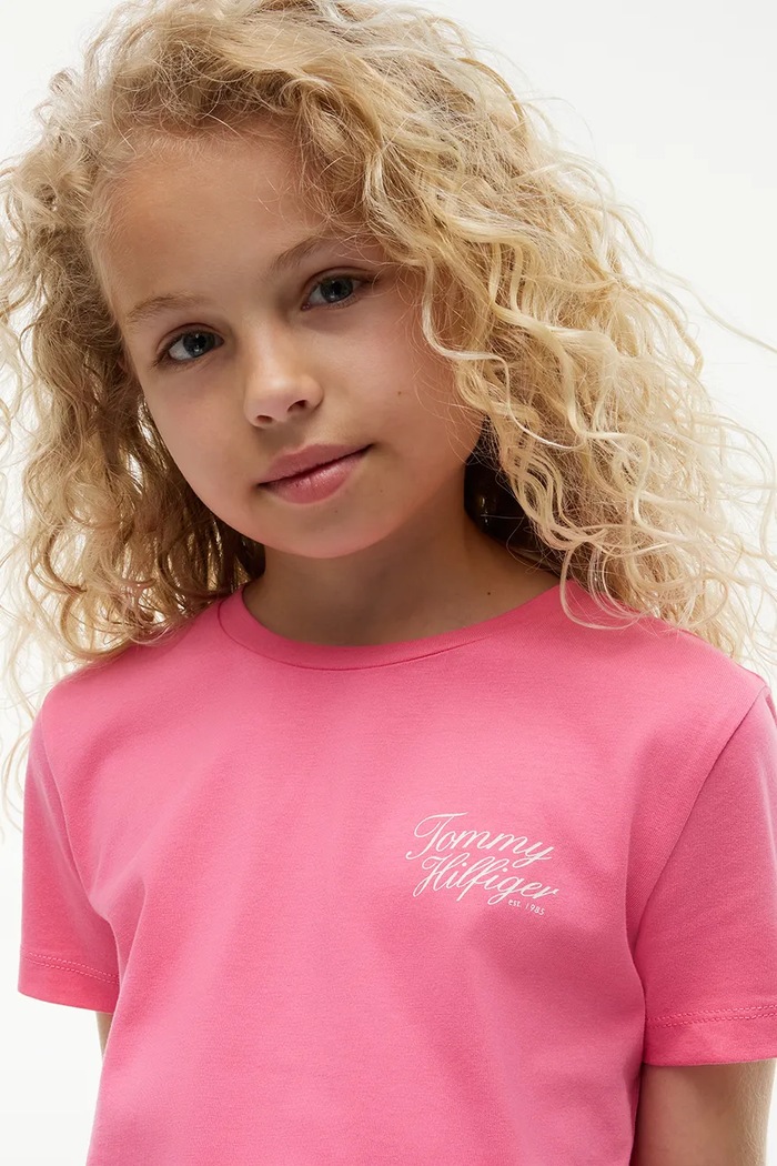 T-shirt dziecięcy bawełniany Tommy Hilfiger różowy KG0KG09633.128.176.9BY2