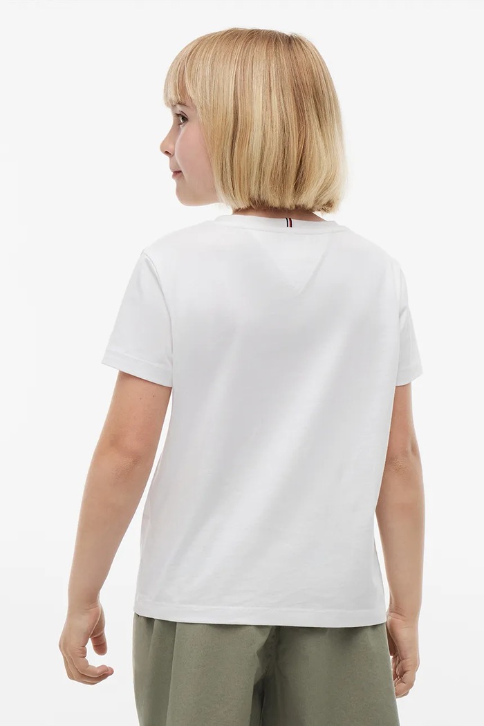 Dziewczynka Tommy Hilfiger T-shirt basic dziecięcy bawełniany KG0KG09633.104.122.9BY2 biały
