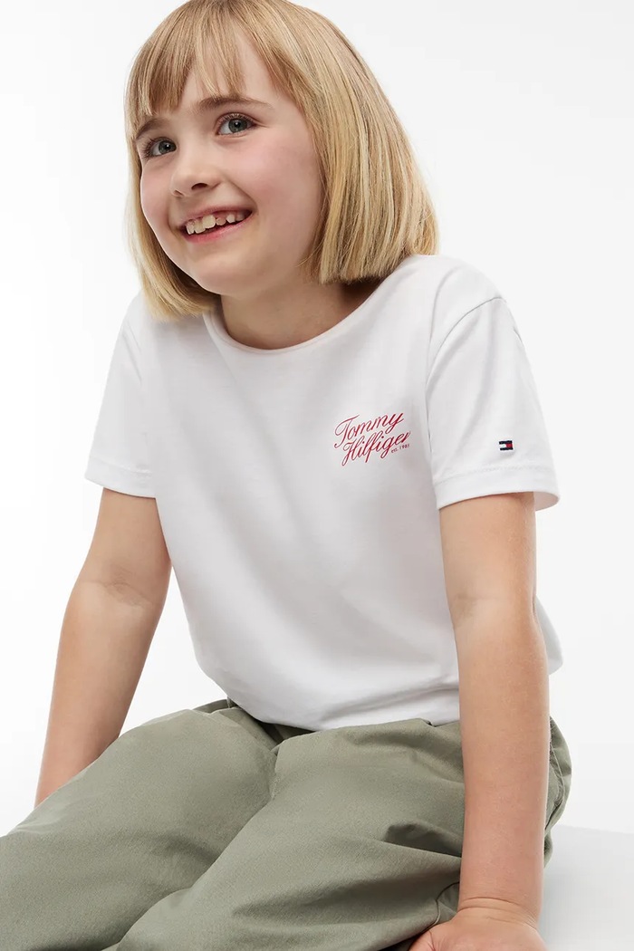 T-shirt basic dziecięcy bawełniany Tommy Hilfiger biały KG0KG09633.104.122.9BY2