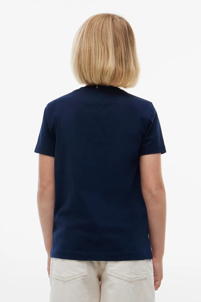 Dziewczynka Tommy Hilfiger T-shirt basic dziecięcy bawełniany KG0KG09633.104.122.9BY2 granatowy