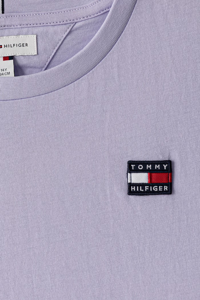 Момиче Tommy Hilfiger тениска за деца от памук KG0KG09636.9BY2 виолетов