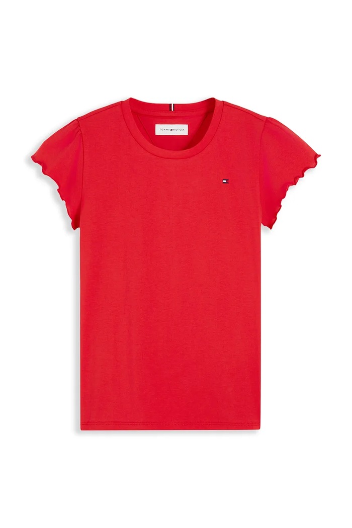 Tommy Hilfiger T-shirt dziecięcy z bawełną KG0KG07052.128.176.9BY2 czerwony AW26