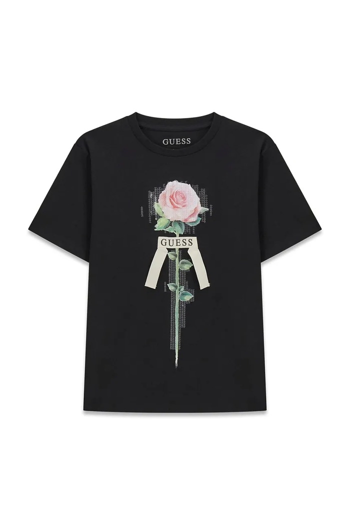 Guess T-shirt dziecięcy bawełniany czarny J6BI33.K5847.9BY2