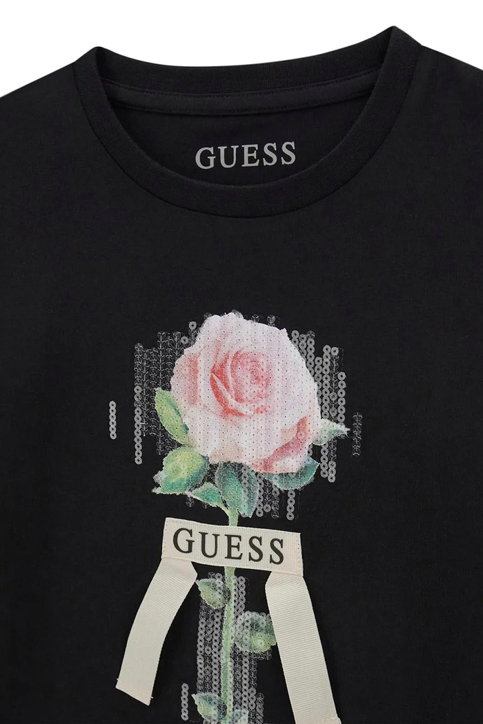 Dziewczynka Guess T-shirt dziecięcy bawełniany J6BI33.K5847.9BY2 czarny