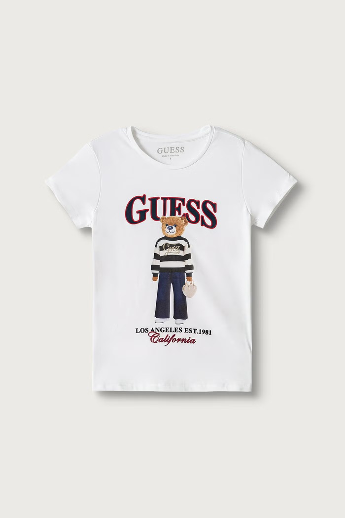 Guess T-shirt dziecięcy bawełniany z elastanem biały J6BI11.K5790.9BY2