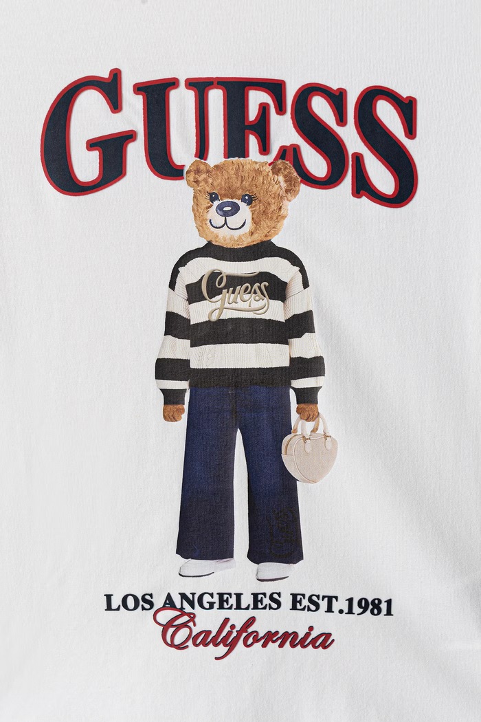 Dziewczynka Guess T-shirt dziecięcy bawełniany z elastanem J6BI11.K5790.9BY2 biały