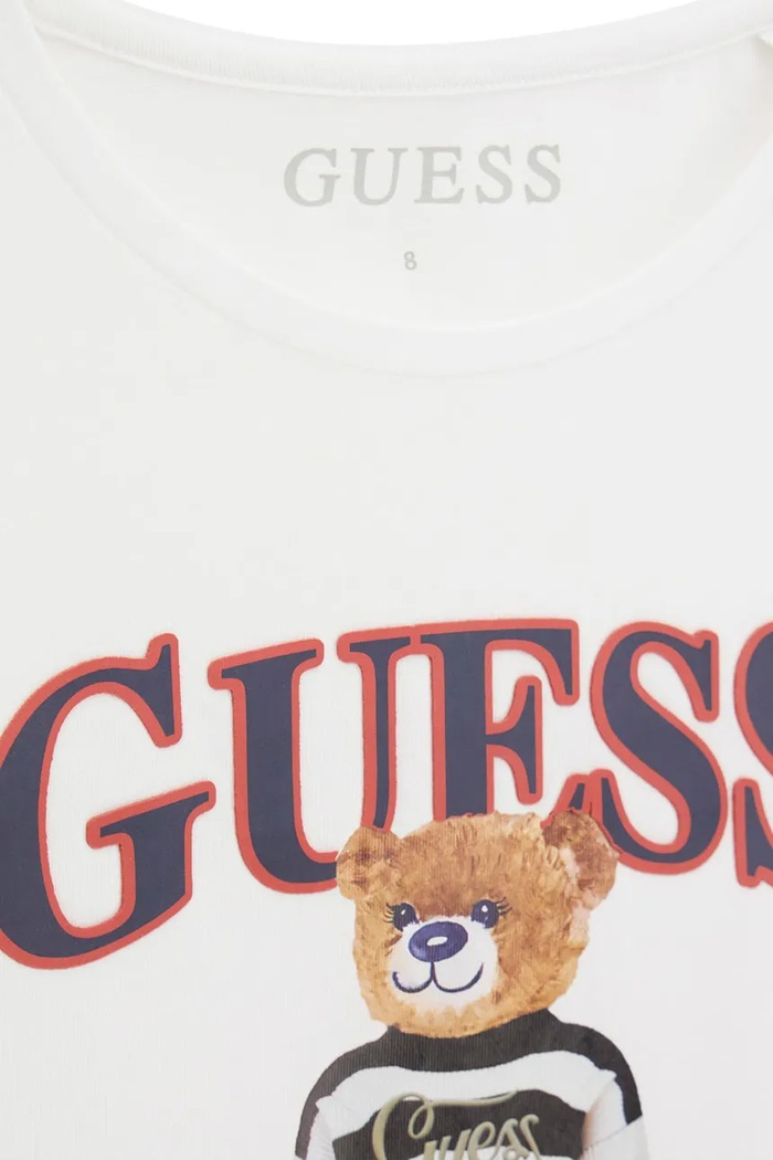 Dziewczynka Guess T-shirt dziecięcy bawełniany z elastanem J6BI11.K5790.9BY2 biały