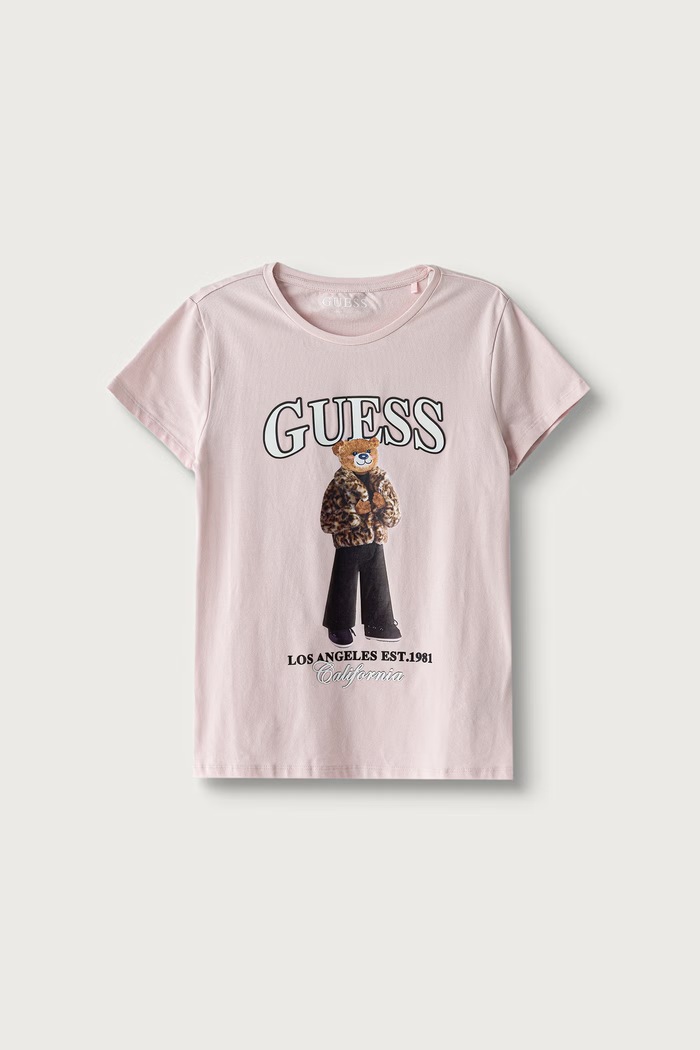 Guess T-shirt dziecięcy bawełniany z elastanem różowy J6BI11.K5790.9BY2