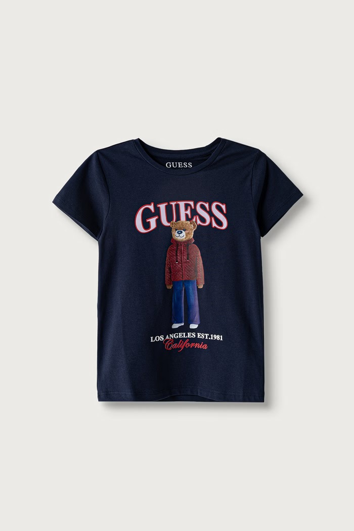 Guess T-shirt dziecięcy bawełniany z elastanem granatowy J6BI11.K5790.9BY2