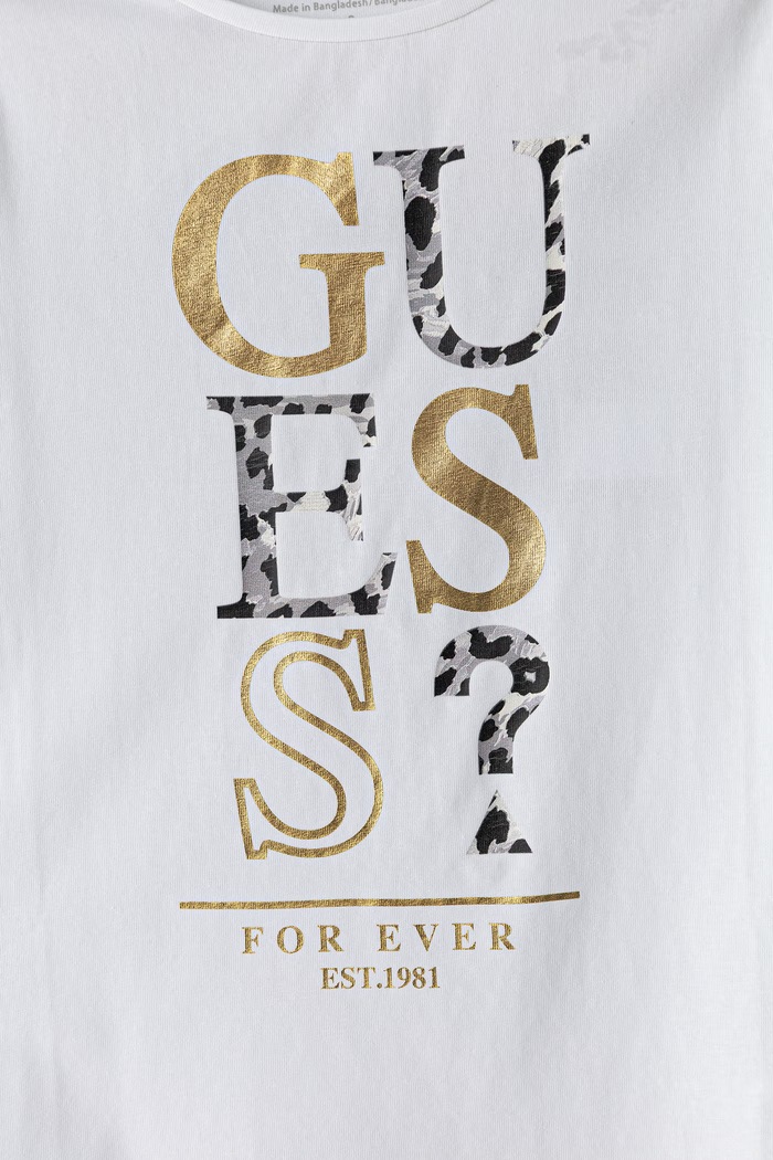 Dziewczynka Guess T-shirt dziecięcy bawełniany z elastanem J6BI01.K5769.9BY2 biały