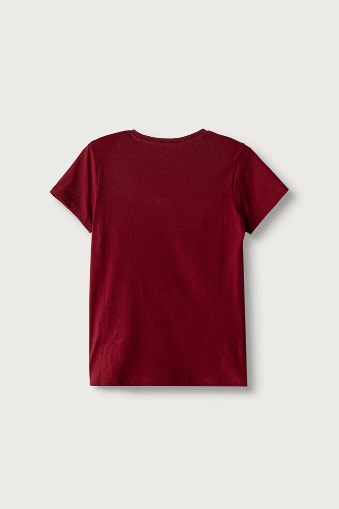 Guess T-shirt dziecięcy bawełniany z elastanem J6BI01.K5769.9BY2 bordowy AW26