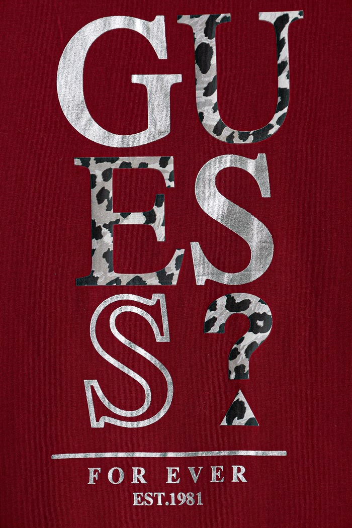 Dziewczynka Guess T-shirt dziecięcy bawełniany z elastanem J6BI01.K5769.9BY2 bordowy