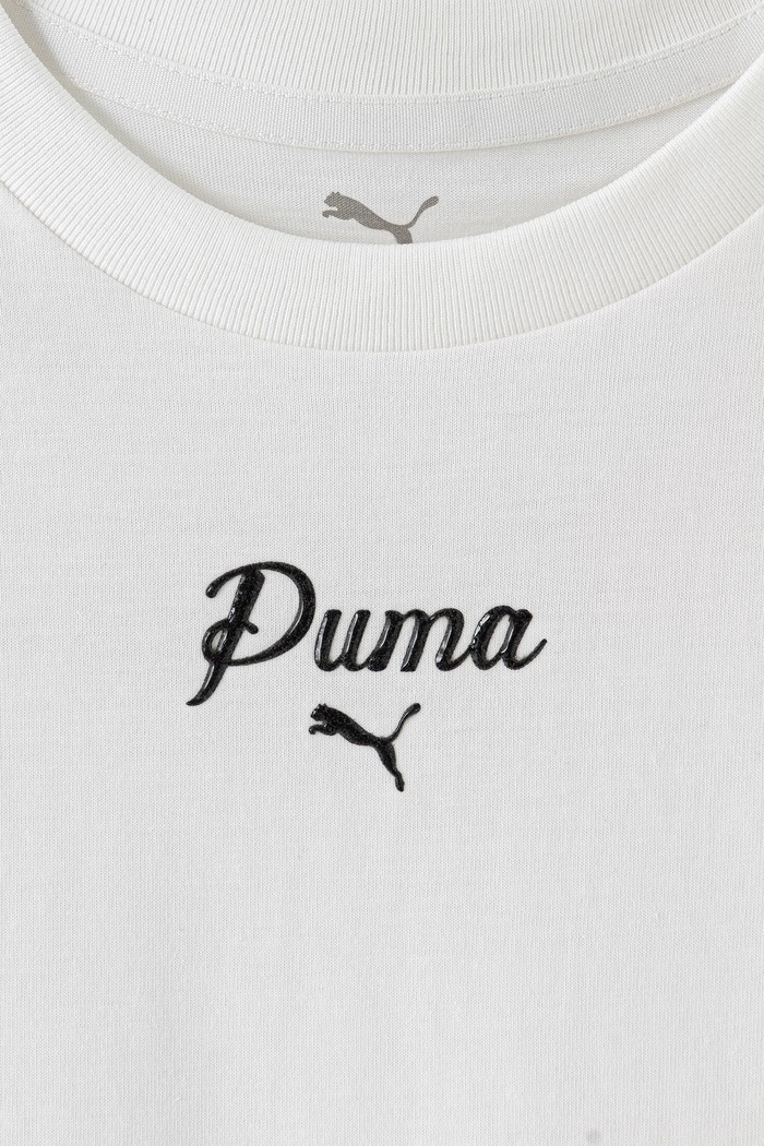 Dziewczynka Puma T-shirt dziecięcy bawełniany ESS SCRIPT Tee 692542 biały