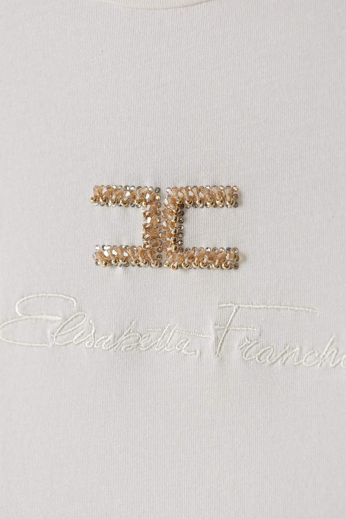 Κοριτσίστικα Elisabetta Franchi T-shirt παιδικό βαμβακερό με ελαστάν EFTS271.C.JE018 λευκό