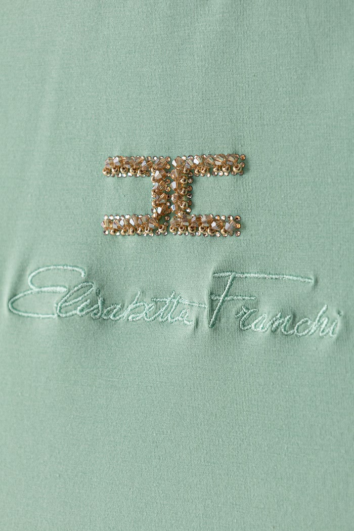 Κοριτσίστικα Elisabetta Franchi T-shirt παιδικό βαμβακερό με ελαστάν EFTS271.C.JE018 τιρκουάζ