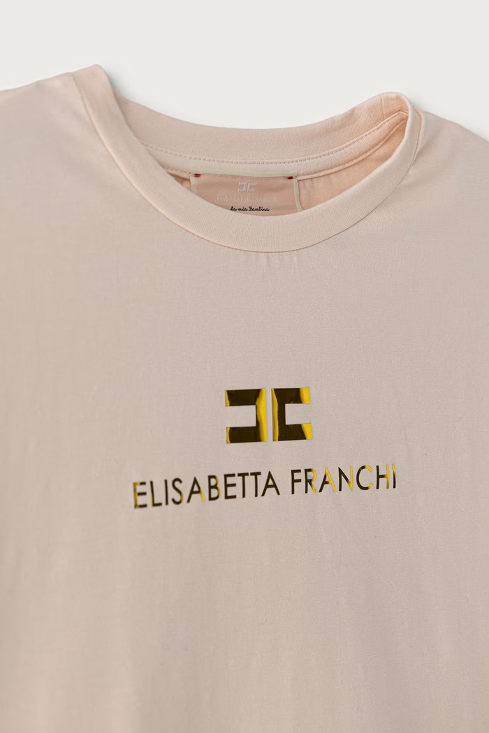 Djevojčice Elisabetta Franchi Majica za djecu od pamuka s elastanom EFTS267.C.JE018 roza