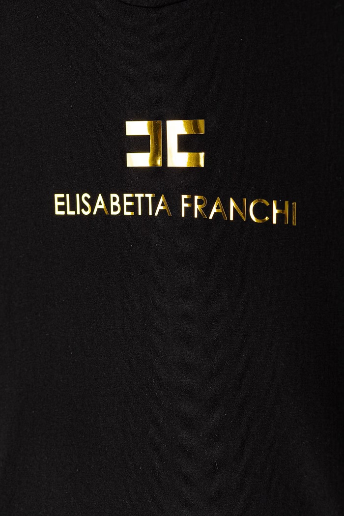 Djevojčice Elisabetta Franchi Majica za djecu od pamuka s elastanom EFTS267.C.JE018 crna
