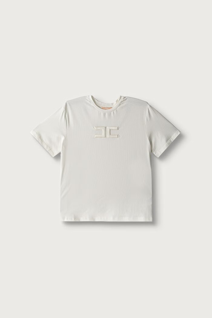 Elisabetta Franchi Tričko detské bavlnené s elastanom biela EFTS265.C.JE018