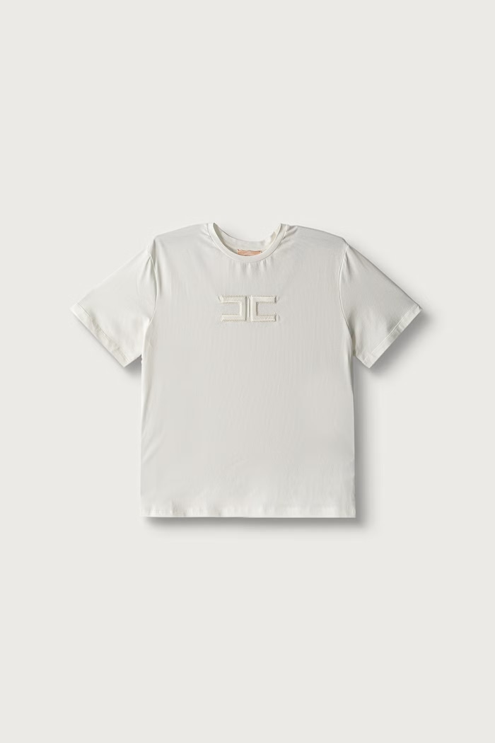 Elisabetta Franchi Tričko detské bavlnené s elastanom biela EFTS265.C.JE018