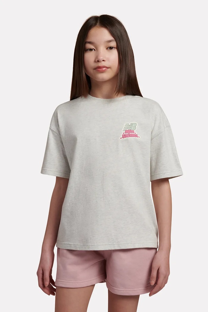 Oversize t-shirt παιδικό βαμβακερό New Balance γκρί YT62G5XF