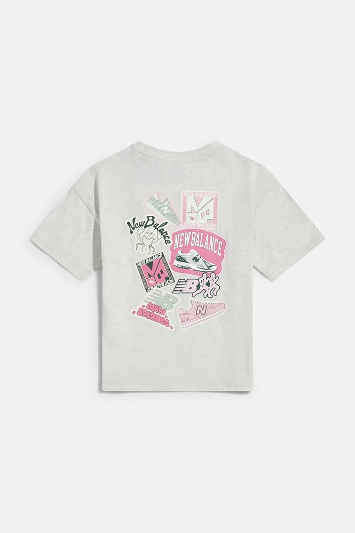 New Balance T-shirt oversize dziecięcy bawełniany szary YT62G5XF