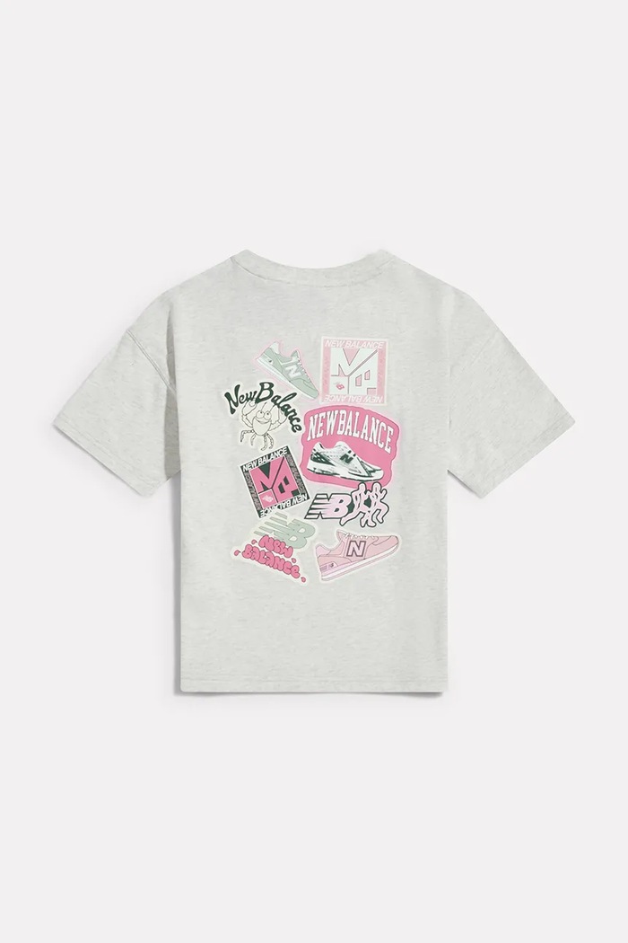 New Balance T-shirt dziecięcy bawełniany YT62B50F szary AW26
