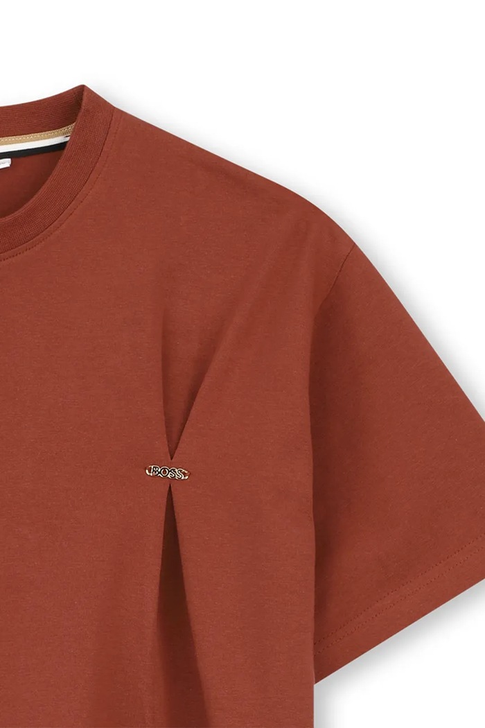 Dziewczynka BOSS T-shirt dziecięcy bawełniany z elastanem J53462.156.162 czerwony