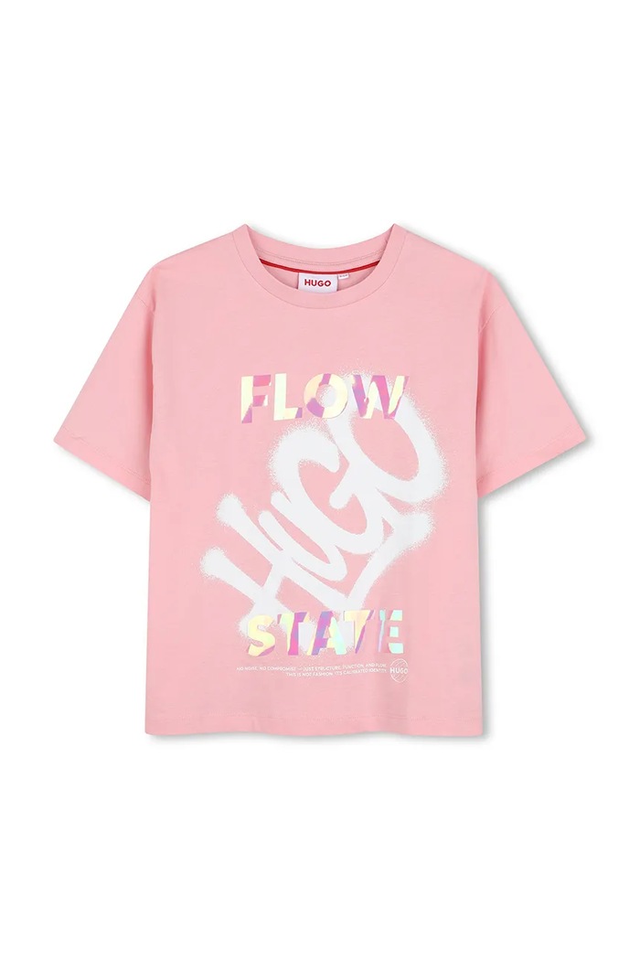 HUGO T-shirt dziecięcy bawełniany różowy G01264.114.150