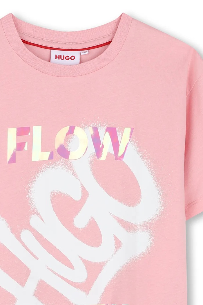 Dziewczynka HUGO T-shirt dziecięcy bawełniany G01264.114.150 różowy