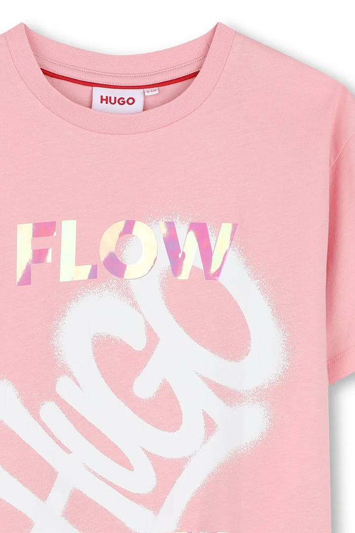 Dziewczynka HUGO T-shirt dziecięcy bawełniany G01264.156.174 różowy