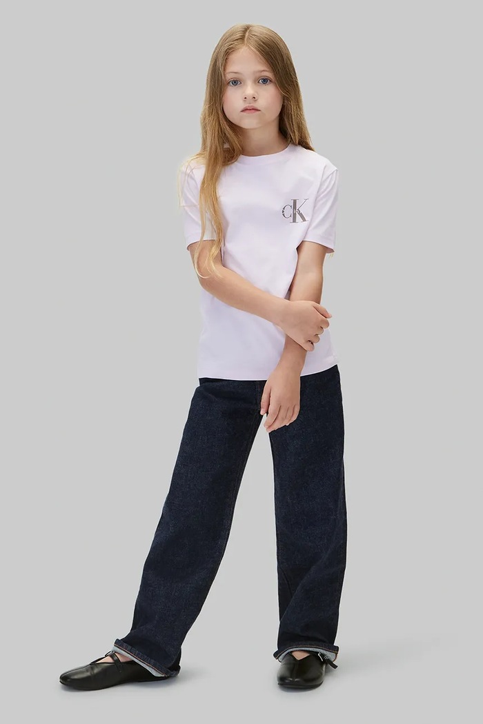 Dziewczynka Calvin Klein Jeans T-shirt dziecięcy bawełniany LVCKTJA16U.128.170.9BY2 fioletowy