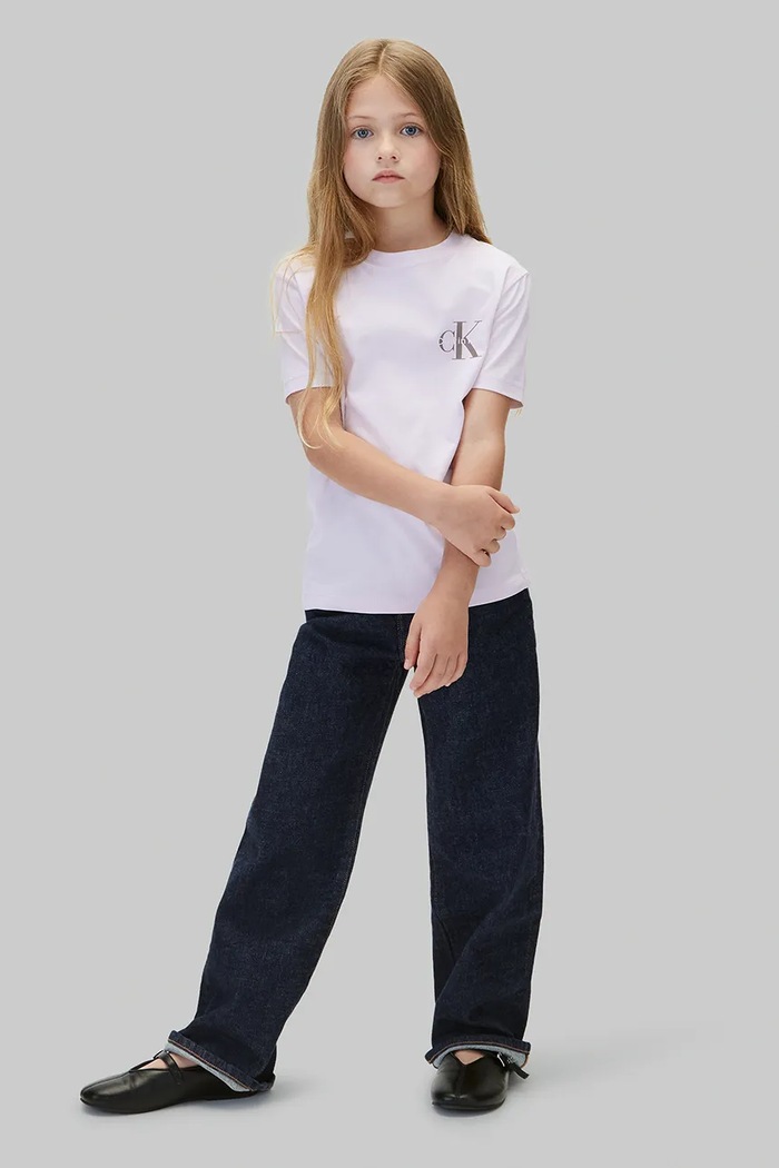Dziewczynka Calvin Klein Jeans T-shirt dziecięcy bawełniany LVCKTJA16U.104.116.9BY2 fioletowy