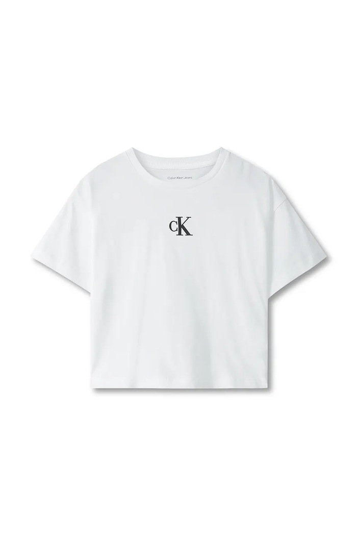 Calvin Klein Jeans T-shirt basic dziecięcy bawełniany LVCKSJA16G.104.116.9BY2 biały AW26