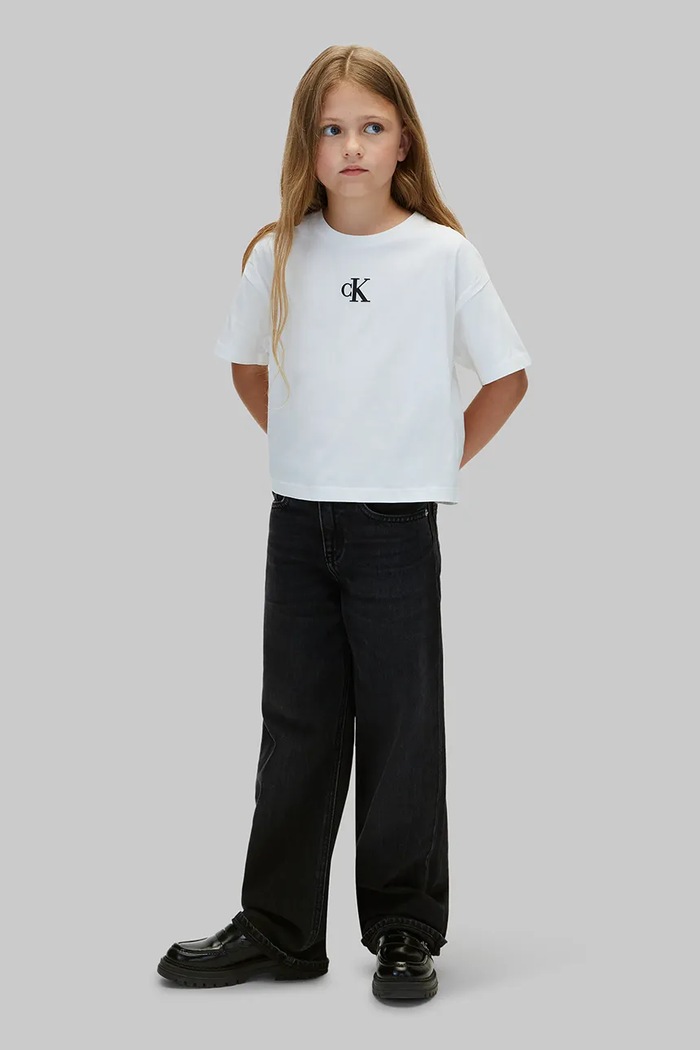 Calvin Klein Jeans T-shirt basic dziecięcy bawełniany biały LVCKSJA16G.104.116.9BY2