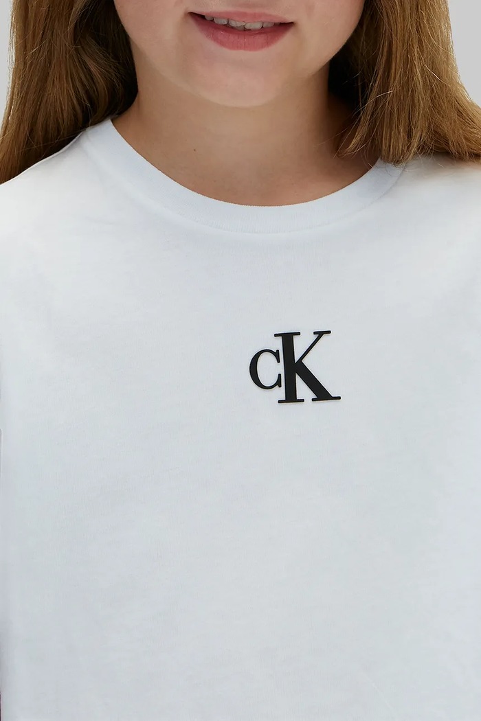 Calvin Klein Jeans T-shirt basic dziecięcy bawełniany LVCKSJA16G.104.116.9BY2 biały