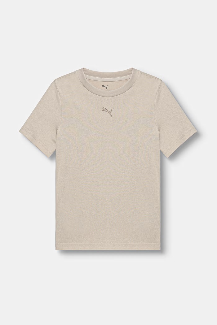 Puma T-shirt dziecięcy bawełniany ESS Centered Cat Logo Tee beżowy 692972.9BY2