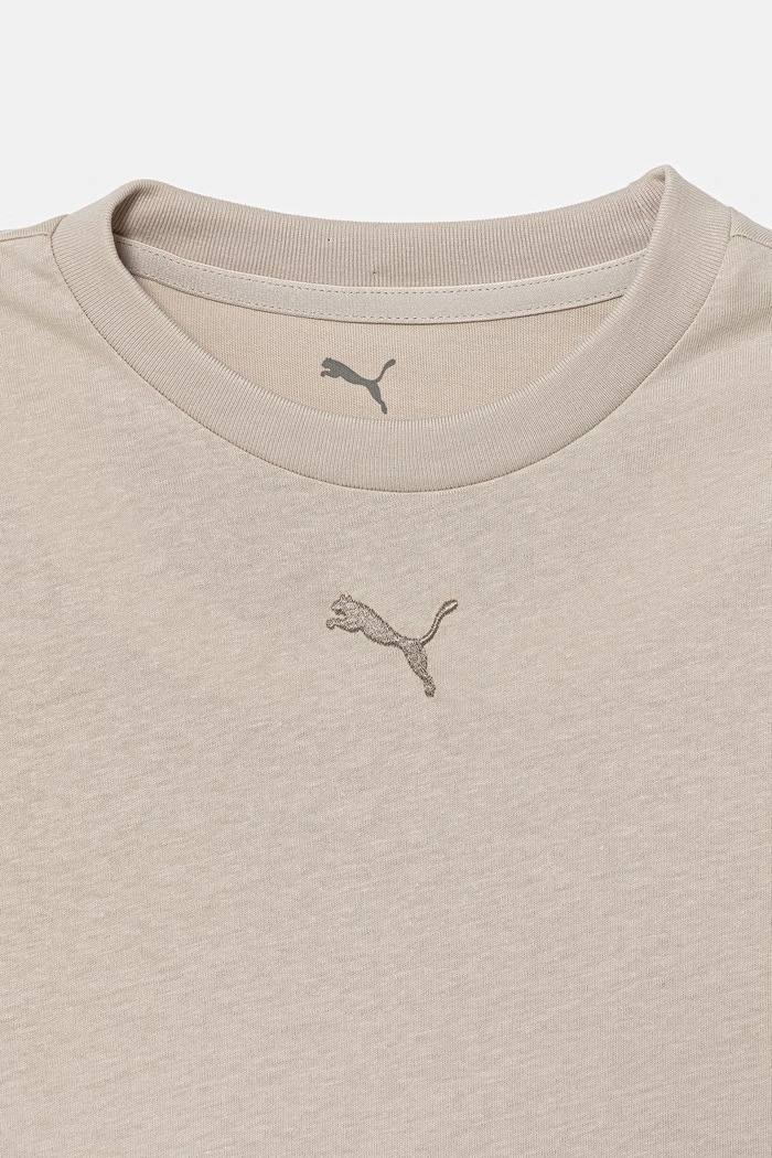 Dziewczynka Puma T-shirt dziecięcy bawełniany ESS Centered Cat Logo Tee 692972.9BY2 beżowy