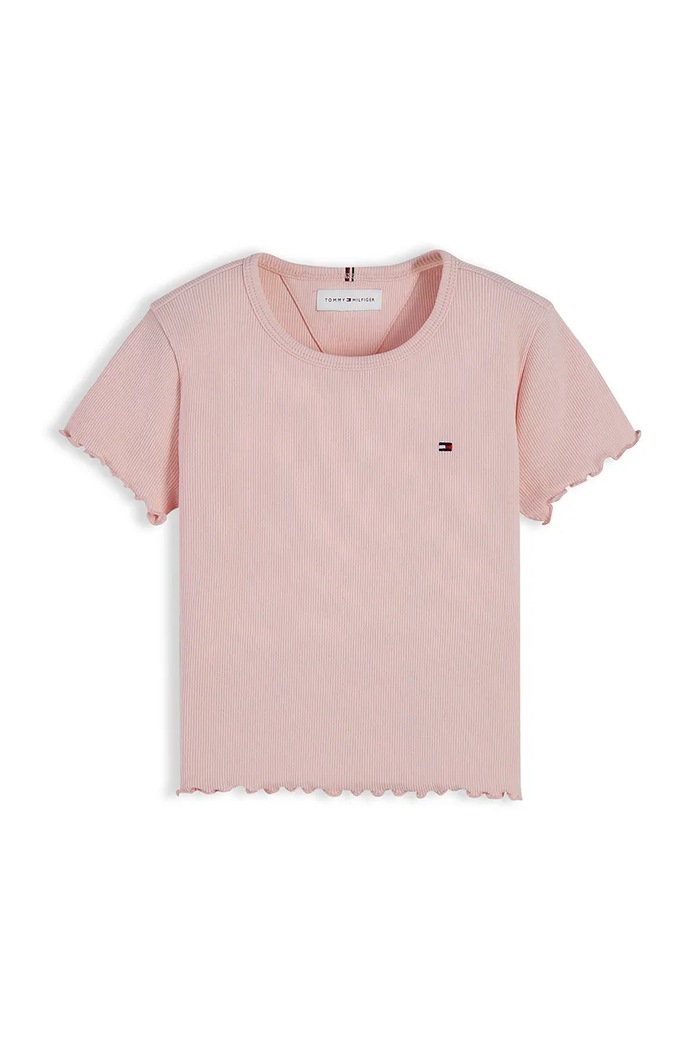 Tommy Hilfiger T-shirt dziecięcy z bawełną KG0KG08590.104.122.9BY2 różowy AW26