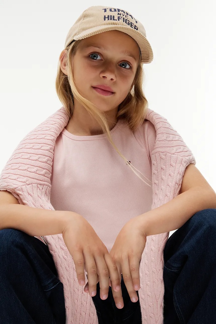 T-shirt dziecięcy z bawełną Tommy Hilfiger różowy KG0KG08590.104.122.9BY2