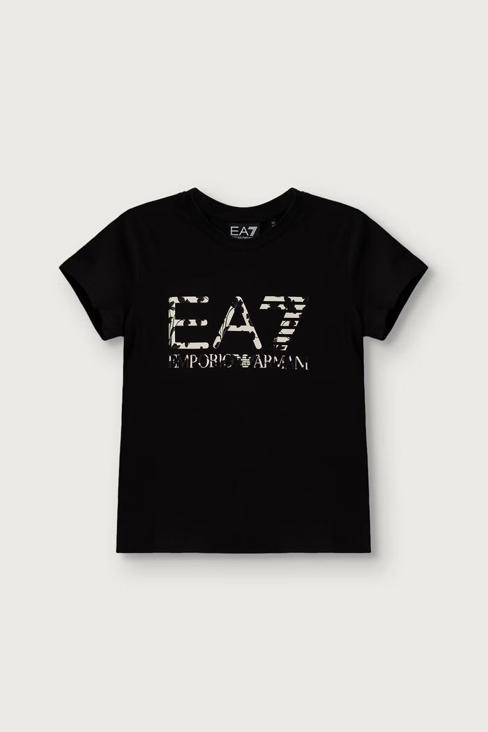 EA7 Emporio Armani T-shirt dziecięcy bawełniany z elastanem czarny 7G000244.AF18401