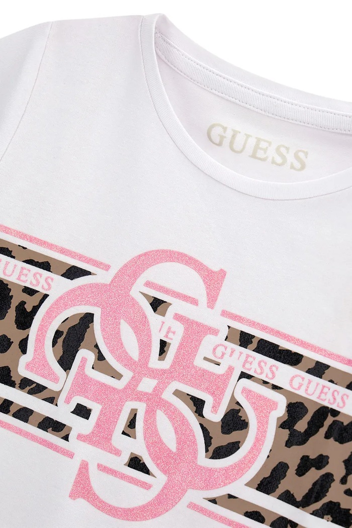 Dziewczynka Guess T-shirt dziecięcy bawełniany z elastanem K6YI06.K3670.9BY2 biały