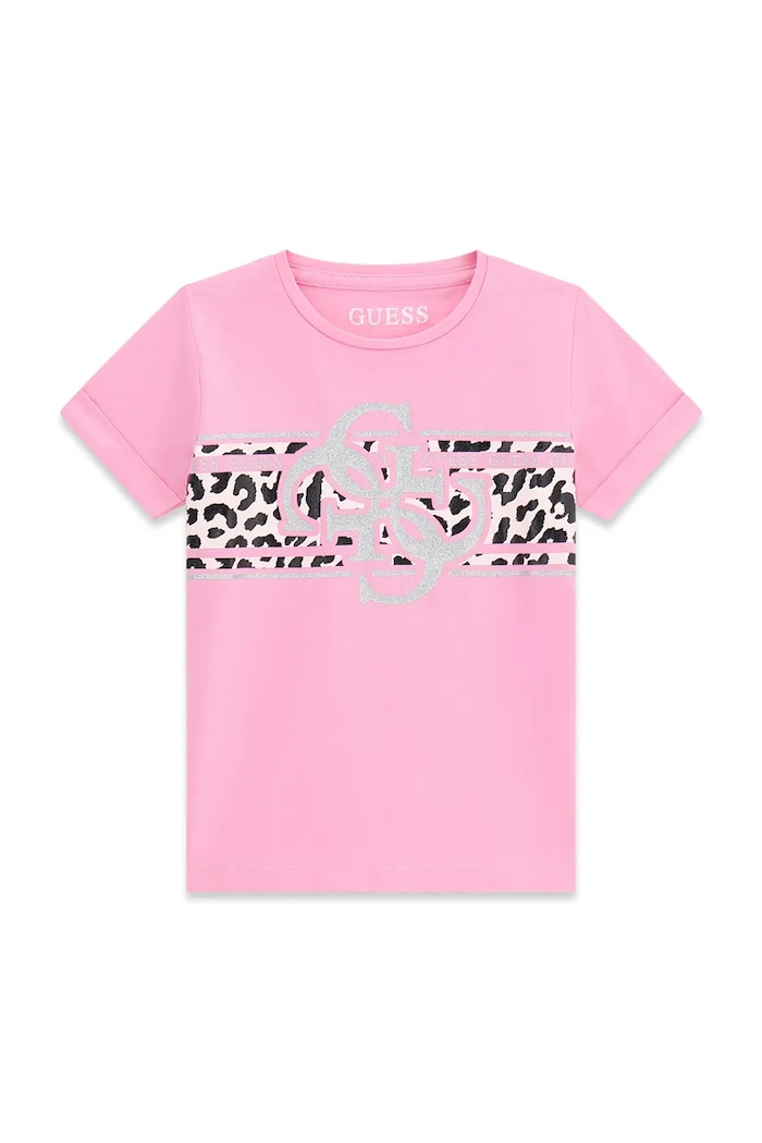 Guess tricou pentru copii, din bumbac cu elastan roz K6YI06.K3670.9BY2