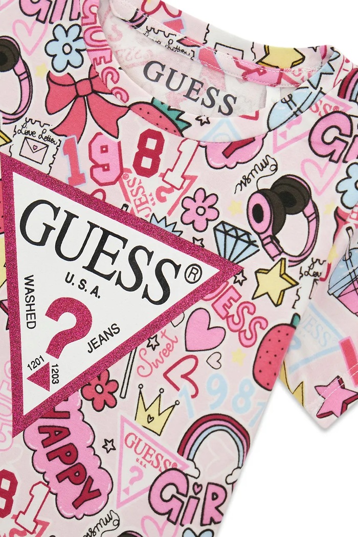 Dziewczynka Guess T-shirt dziecięcy bawełniany z elastanem K6YI05.K3668.9BY2 różowy