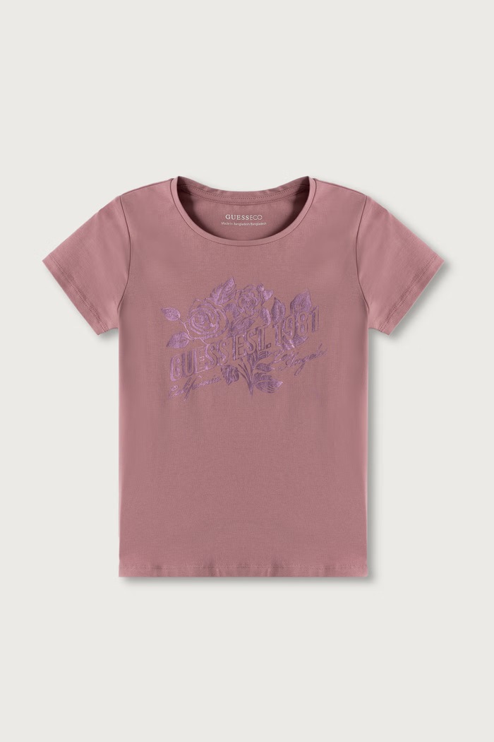 Guess T-shirt dziecięcy bawełniany różowy J6YI32.K3768.9BY2