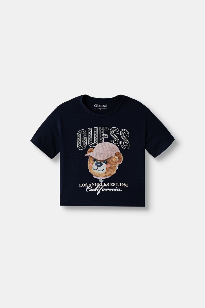 Guess T-shirt dziecięcy bawełniany z elastanem granatowy J6YI28.K3761.9BY2